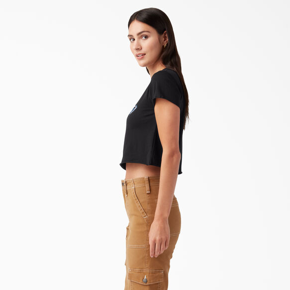 Women&#39;s Distressed Logo Cropped T-Shirt - Black &#40;KBK&#41;