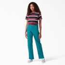 Women&#39;s Striped Cropped T-Shirt - Wine Collegiate Stripe &#40;WSG&#41;