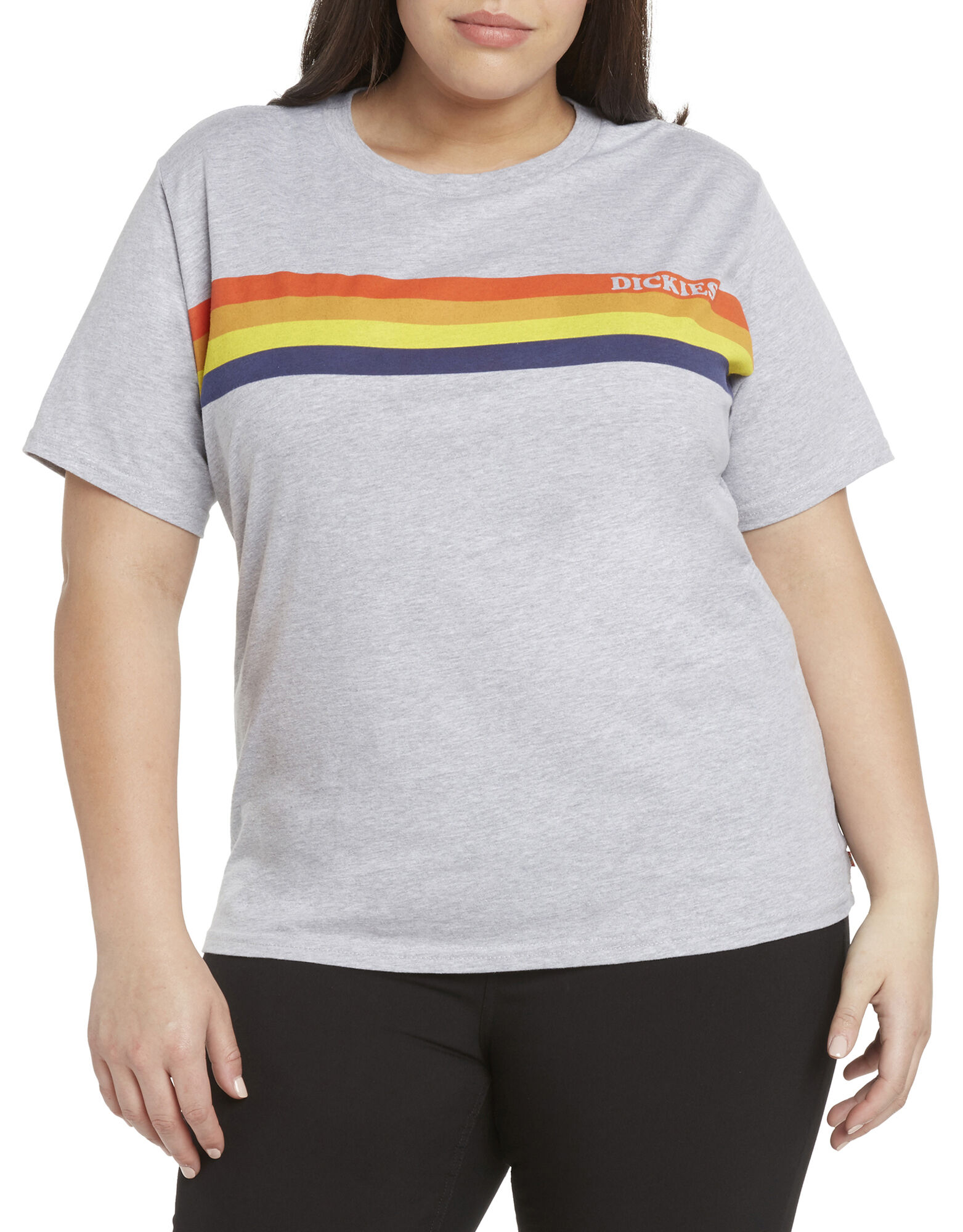 Dickies Girl Juniors Plus Size Vintage Rainbow Chest Short Sleeve