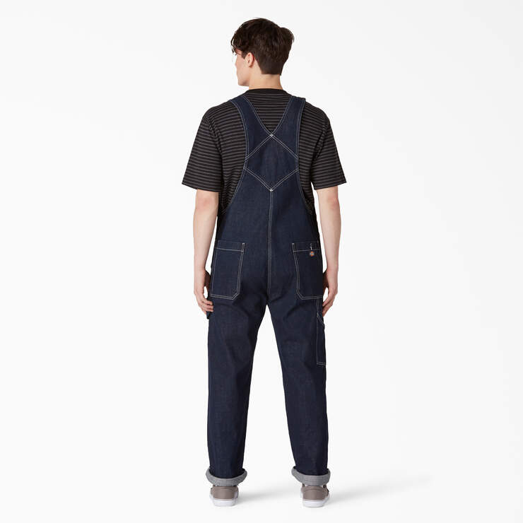 Rinsed Denim Double Knee Bib Overalls - Rinsed Indigo Blue (RNB) image number 2