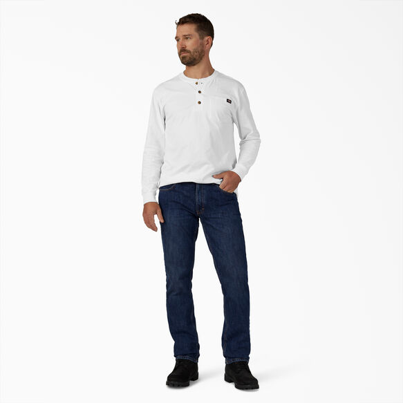 Heavyweight Long Sleeve Henley T-Shirt - White &#40;WH&#41;