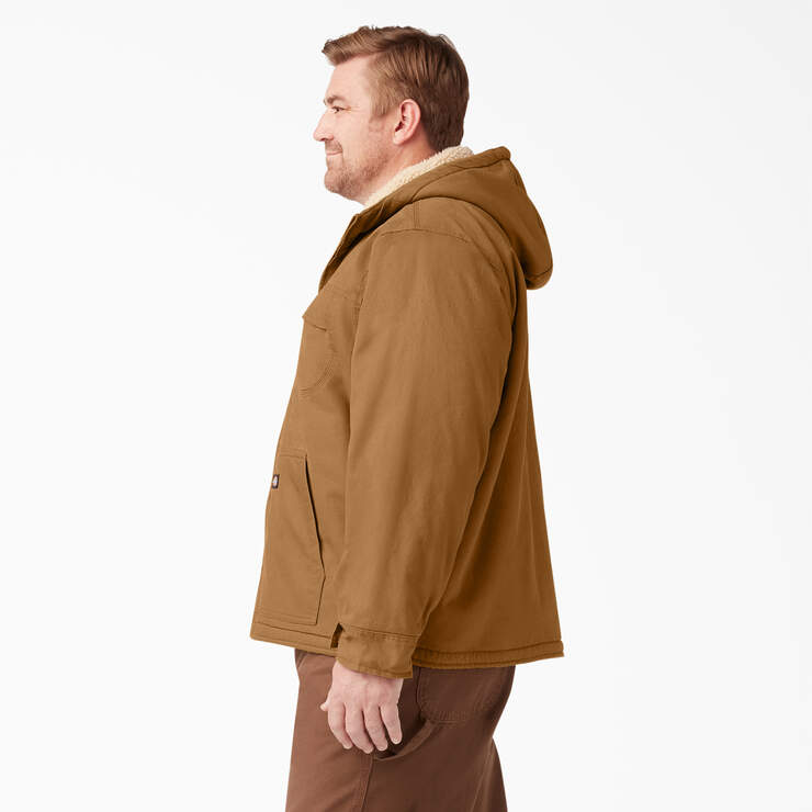 Duck High Pile Fleece Lined Hooded Jacket - Rinsed Brown Duck (RBD) image number 6