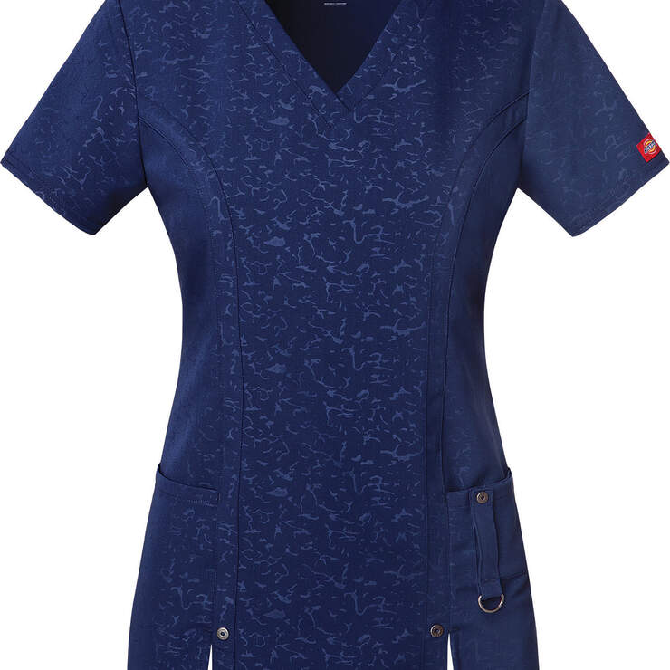 Women's Xtreme Stretch V-Neck Scrub Top - CAMO-KAZEE NAVY-LICENSEE (CANY) image number 1