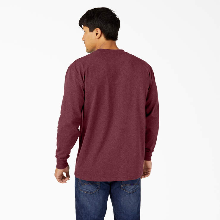 Heavyweight Heathered Long Sleeve Pocket T-Shirt - Burgundy (BYD) image number 2