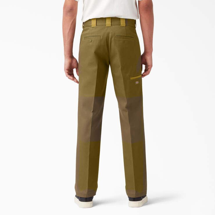 Contrast Double Knee Pants - Military/Moss Green Colorblock (CBM) image number 2