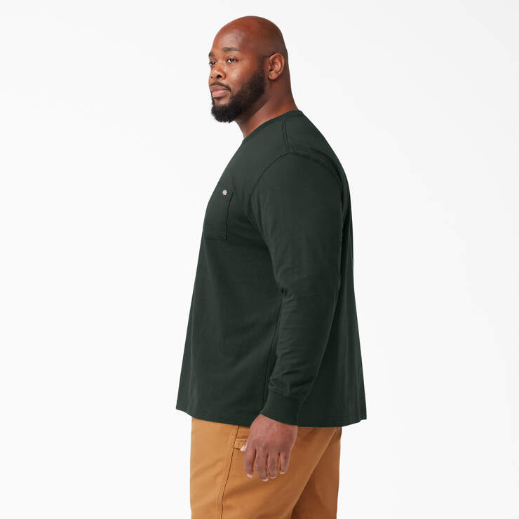 Heavyweight Long Sleeve Pocket T-Shirt - Hunter Green (GH) image number 6