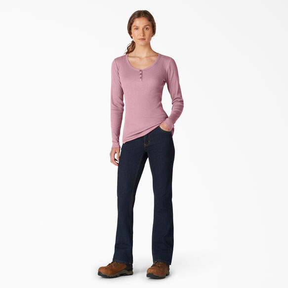 Women&#39;s Henley Long Sleeve Shirt - Dusty Orchid &#40;KDD&#41;