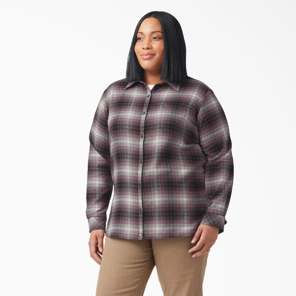 Women&#39;s Plus Size Long Sleeve Plaid Flannel Shirt - Dusty Purple Highland Plaid &#40;B2X&#41;