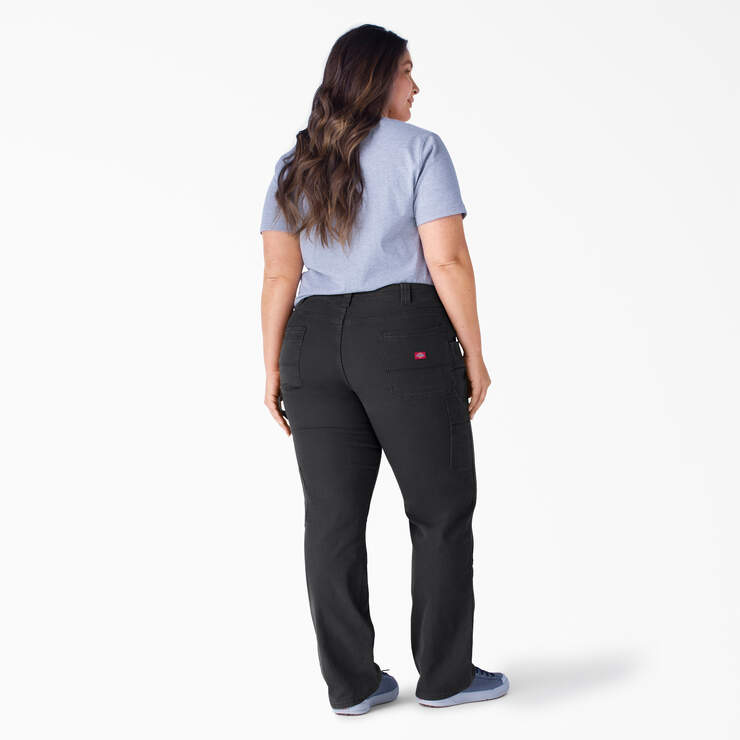 Women's Plus FLEX Relaxed Fit Duck Carpenter Pants - Rinsed Black (RBK) image number 6