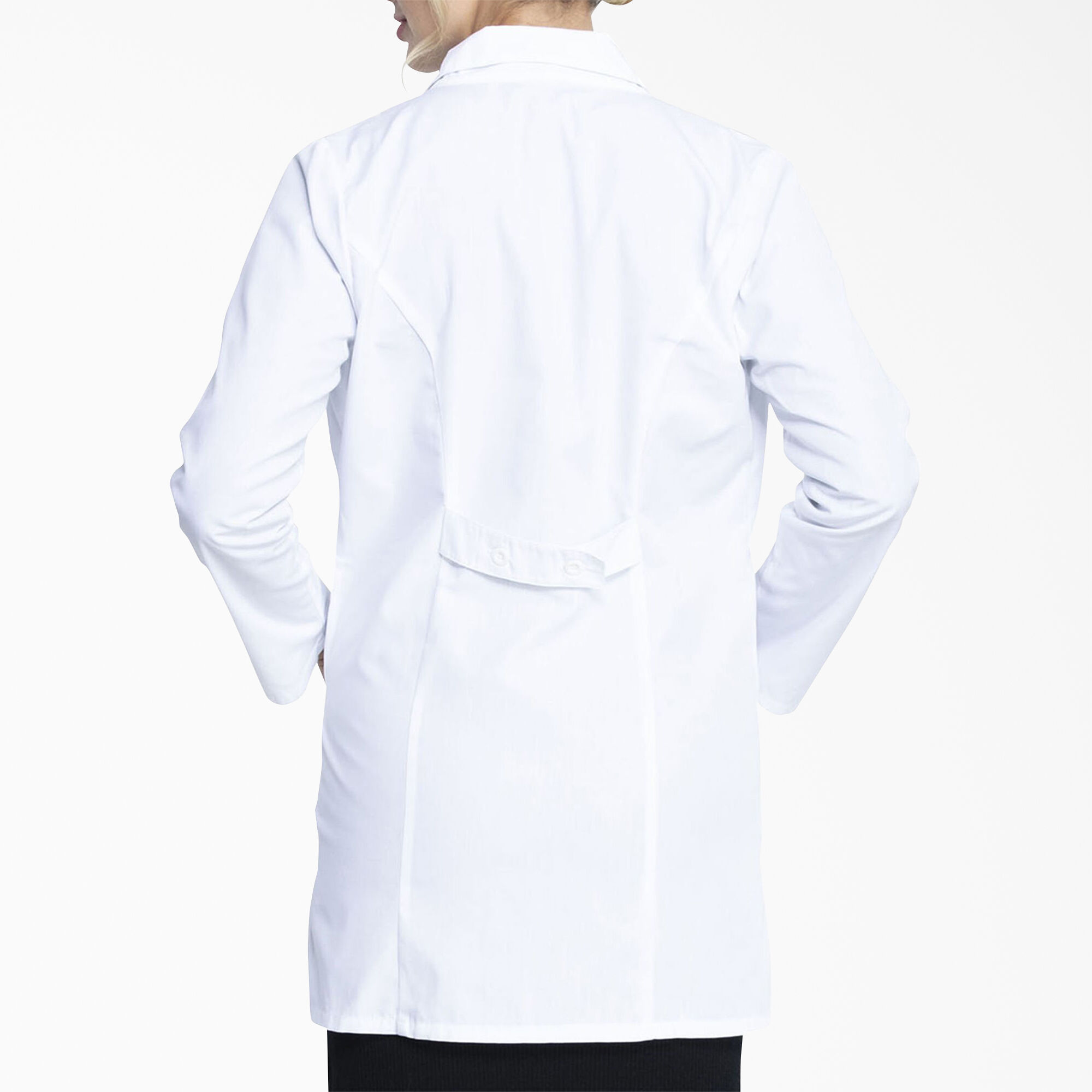 Dickies EDS SCRUBS Women Lab Coat Pocket Notched Collar Long Sleeve 84400 White 
