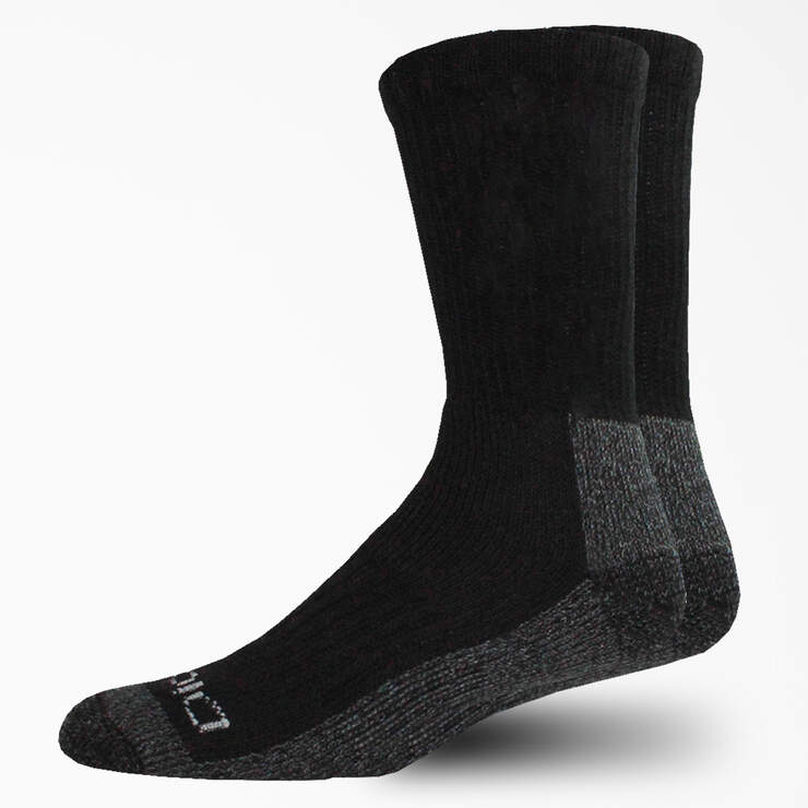 Steel Toe Crew Socks, Size 6-12, 2-Pack - Black (BK) image number 1
