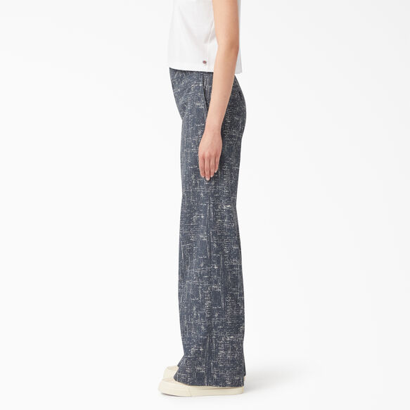 Women&#39;s Stonewashed Wide Leg Work Pants - Rinsed Navy Crosshatch &#40;R2A&#41;