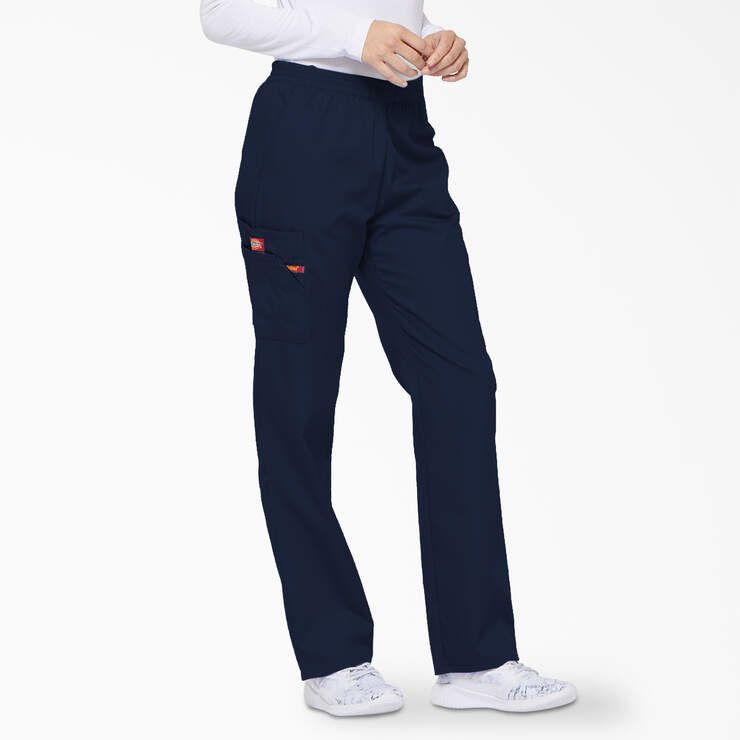 Women's EDS Signature Tapered Leg Cargo Scrub Pants - Navy Blue (NVY) image number 4