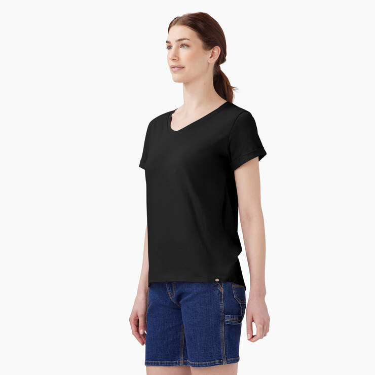 Women’s V-Neck T-Shirt - Black (KBK) image number 3