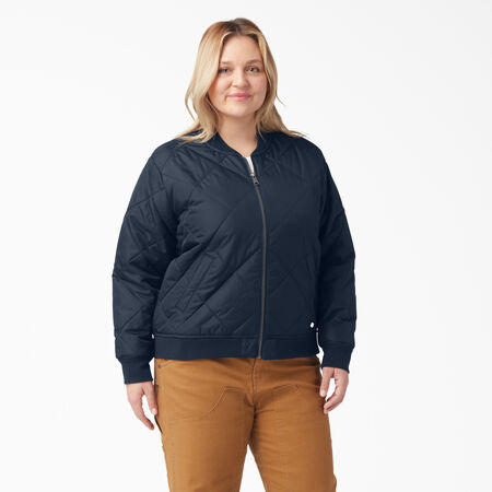 Women&#39;s Plus Quilted Bomber Jacket - Dark Navy &#40;DN&#41;