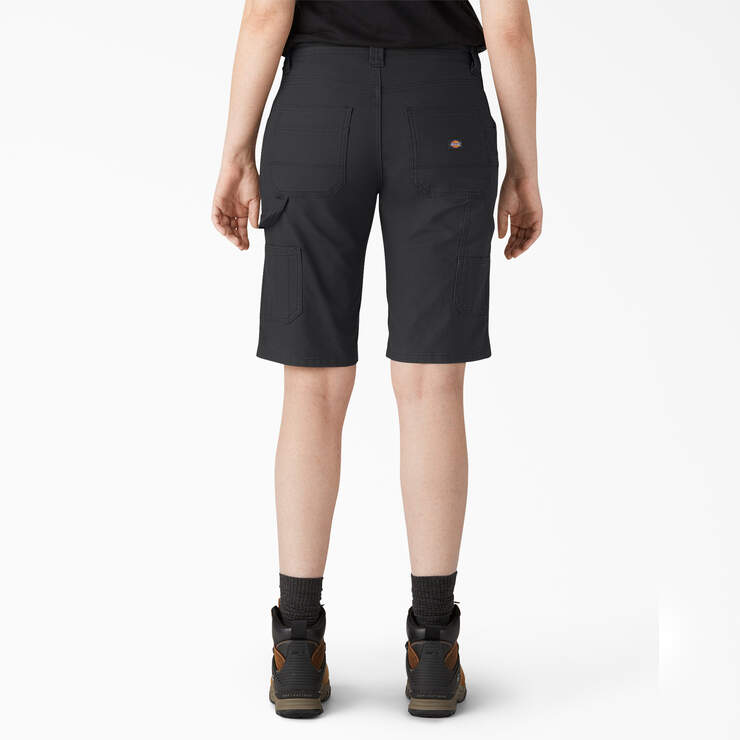 Women’s Relaxed Fit Duck Carpenter Shorts, 11" - Rinsed Black (RBK) image number 2