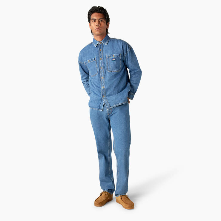 Houston Relaxed Fit Jeans - Chambray Light Blue (CLB) image number 4