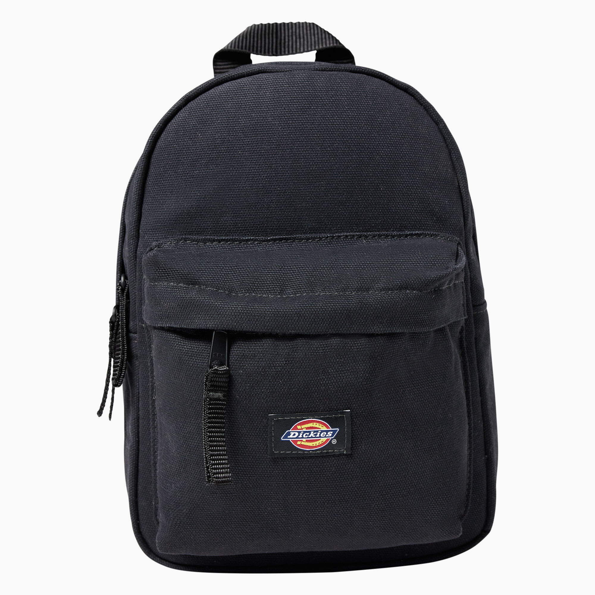 Small black canvas backpack top