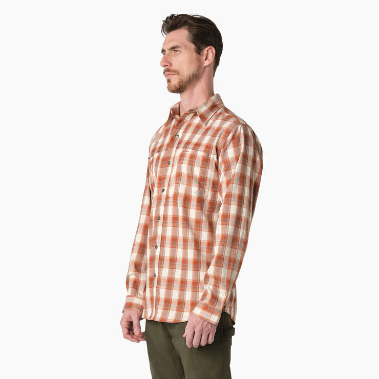 Cooling Long Sleeve Work Shirt - Copper/Brown Plaid (C1W) image number 3