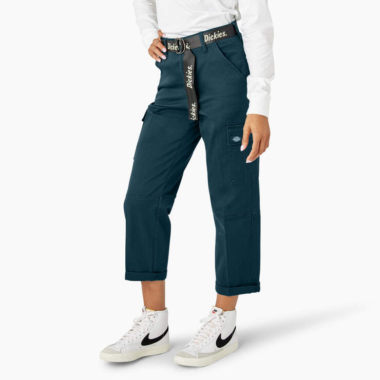 Women's Relaxed Fit Cropped Cargo Pants - Reflecting Pond (YT9) image number 3