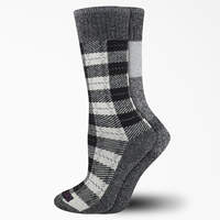 Women's Thermal Plaid Crew Socks, Size 6-9, 2-Pack - White Plaid (WTL)