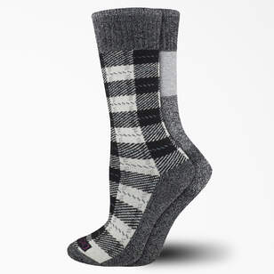 Women's Thermal Plaid Crew Socks, Size 6-9, 2-Pack