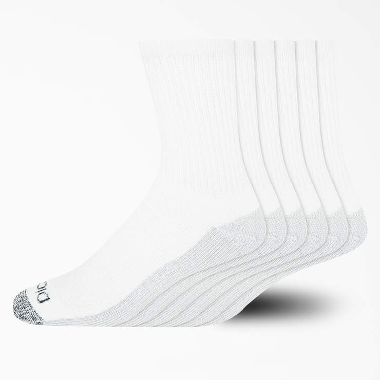 Moisture Control Mid-Crew Socks, Size 6-12, 6-Pack - White (WH) image number 1