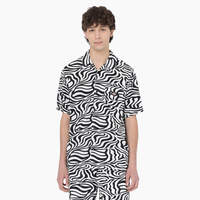 Zebra Print Short Sleeve Shirt - Black/White (BKWH)