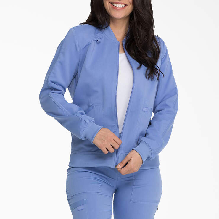Women's Balance Zip Front Scrub Jacket - Ceil Blue (CBL) image number 1
