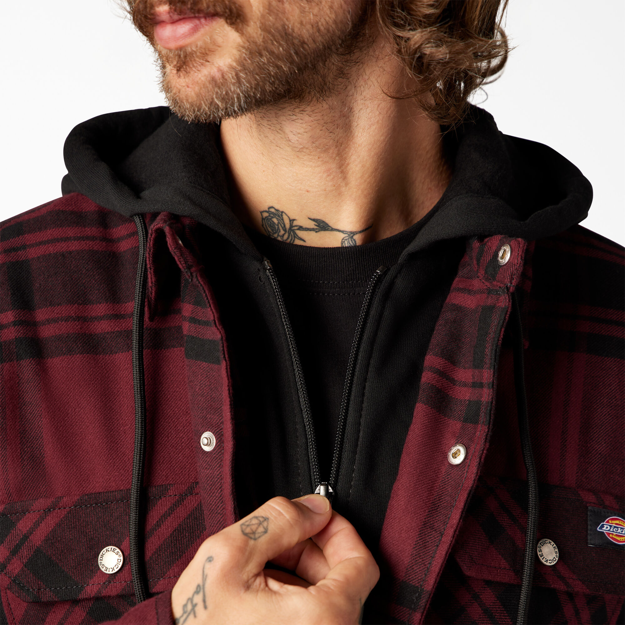 Dickies men's relaxed fit hooded quilted shirt clearance jacket