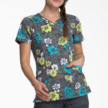 Women&rsquo;s Print Mock Wrap Scrub Top - Blooms so Bright &#40;BSR&#41;