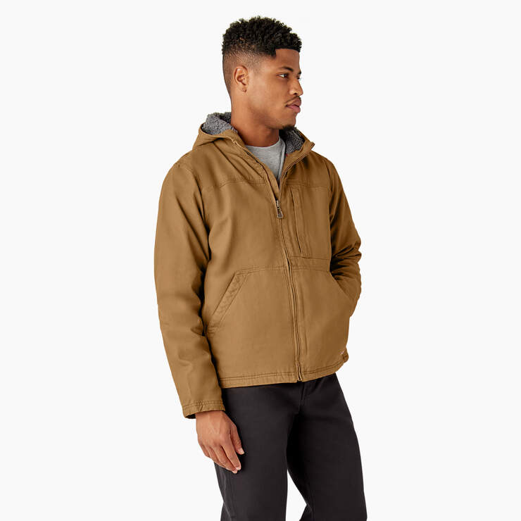 Duck Canvas High Pile Fleece Lined Jacket - Rinsed Brown Duck (RBD) image number 4