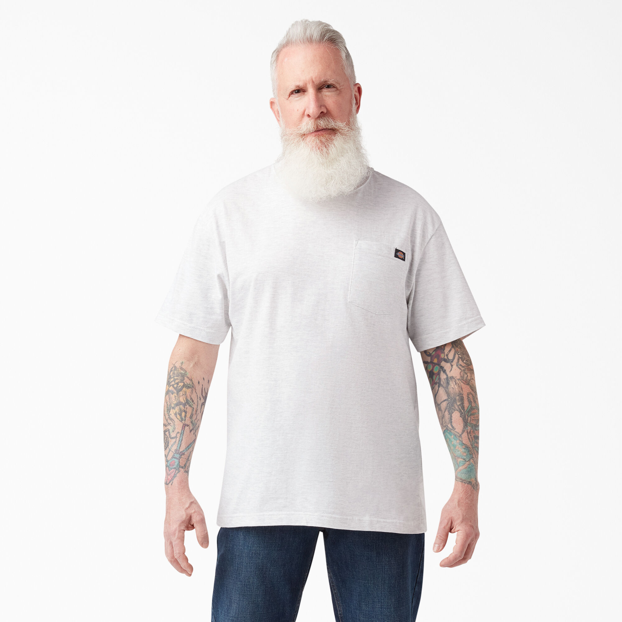 Dickies Two Tone T-Shirt White & Grey Men's Work Top Sizes S-XXXL 