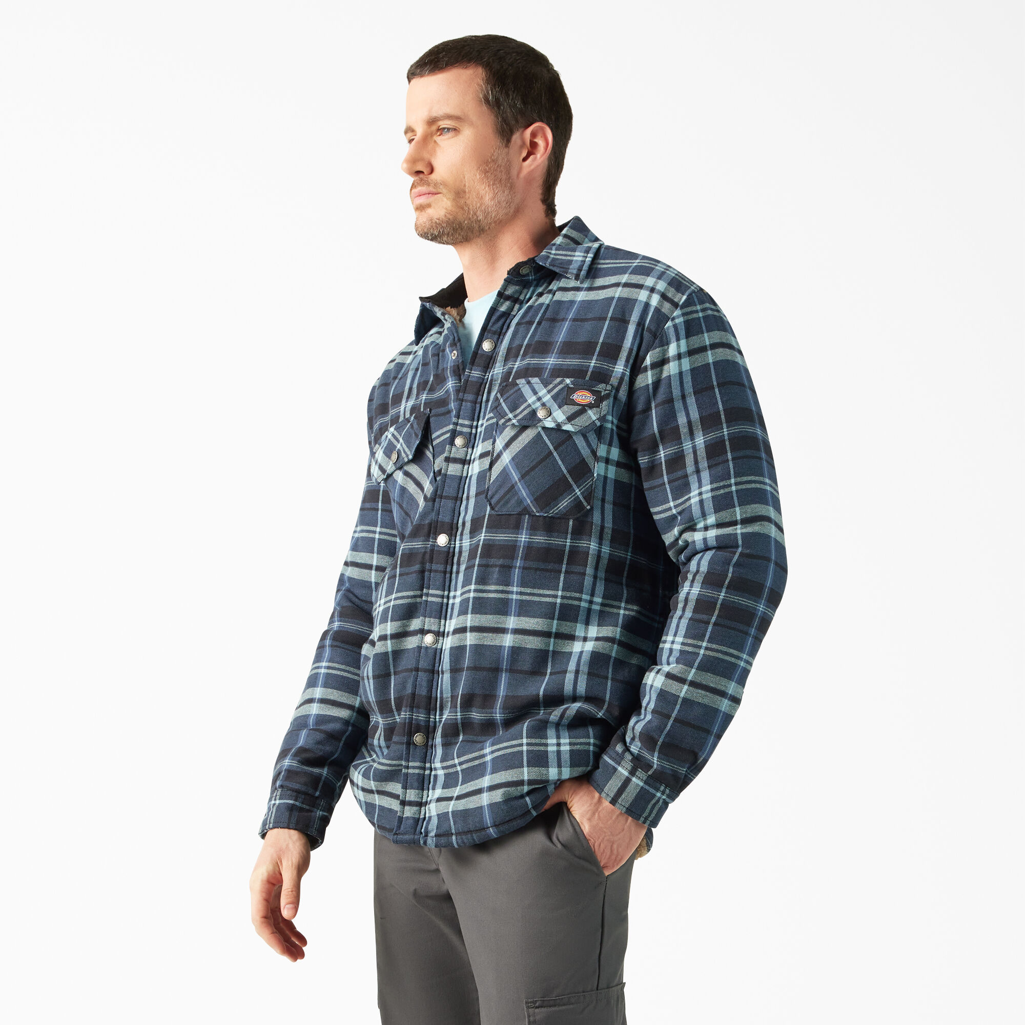 Genuine dickies men's twill polar fleece lined shirt jacket top