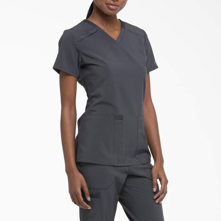 Women's EDS Essentials V-Neck Scrub Top - Pewter Gray (PEW) image number 4