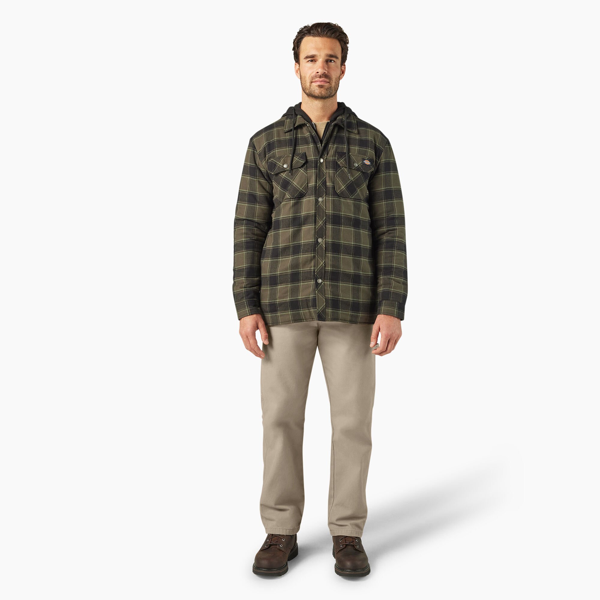 Supreme Dickies Plaid Hooded Zip Up Shirt Black Men's - FW23