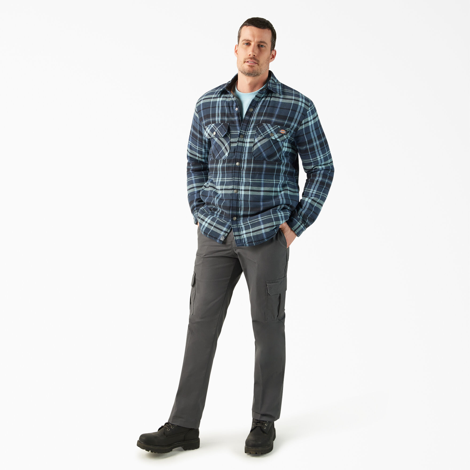 Men s Water Repellent Fleece Lined Flannel Shirt Jacket Dickies US