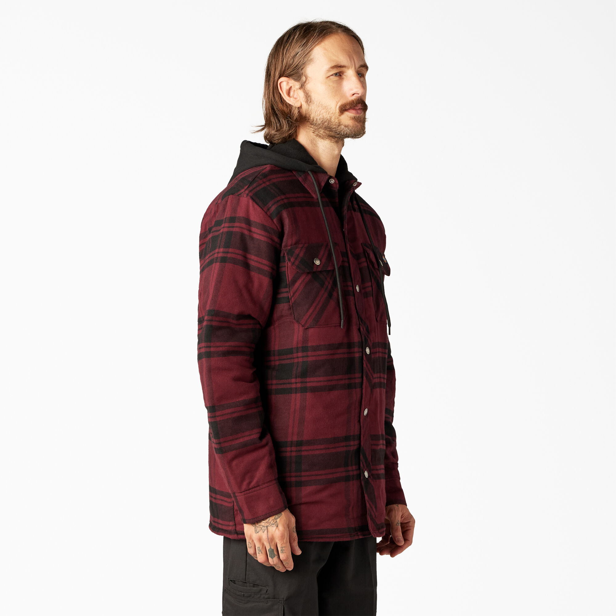 Dickies men's relaxed fit hooded quilted shirt clearance jacket