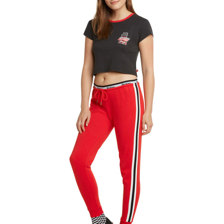 Dickies Girl Juniors' Side Striped Elastic Logo Jogger Pants - Red (RD) image number 4