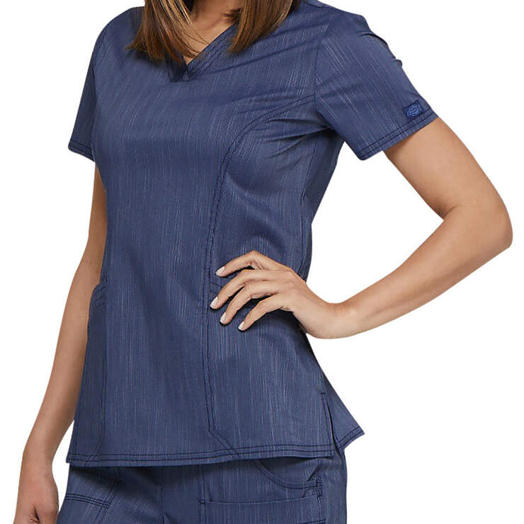 Women's Advance Two-Tone Twist V-Neck Scrub Top - Navy Blue (NVY) image number 2