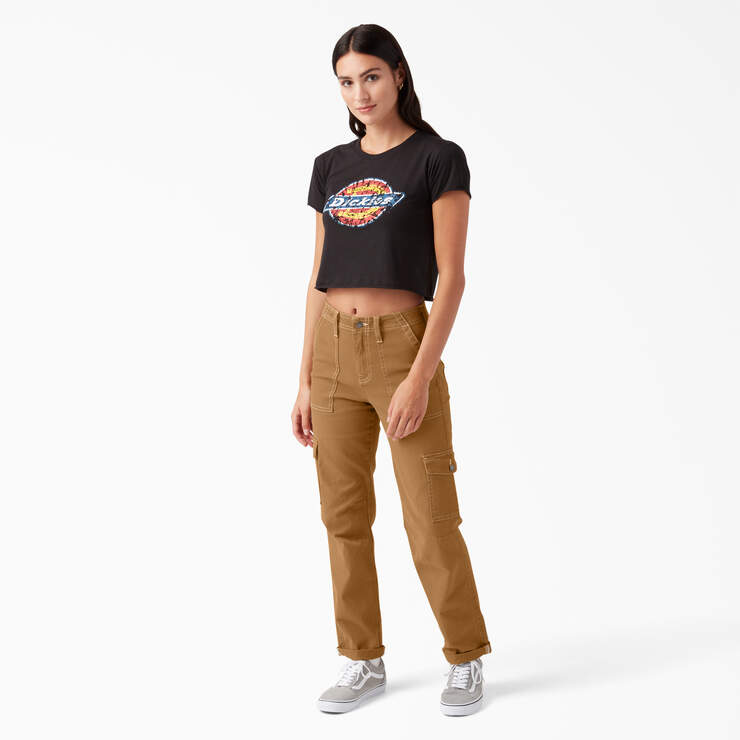 Women's Skinny Fit Cargo Pants in Washed Black