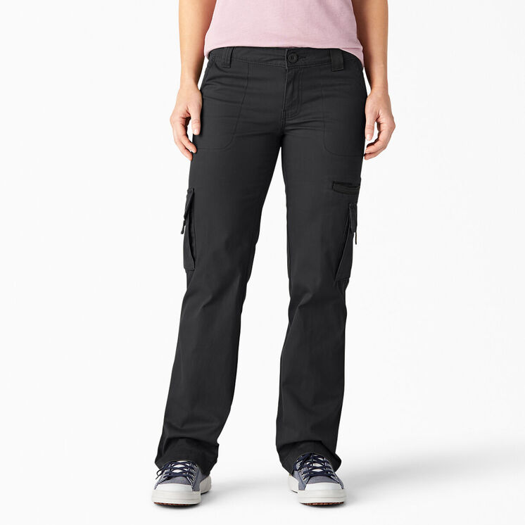 Women&#39;s Relaxed Fit Straight Leg Cargo Pants - Rinsed Black &#40;RBK&#41;