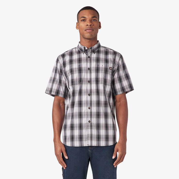 Short Sleeve Woven Shirt - Black/Alloy Plaid (KPY) image number 1