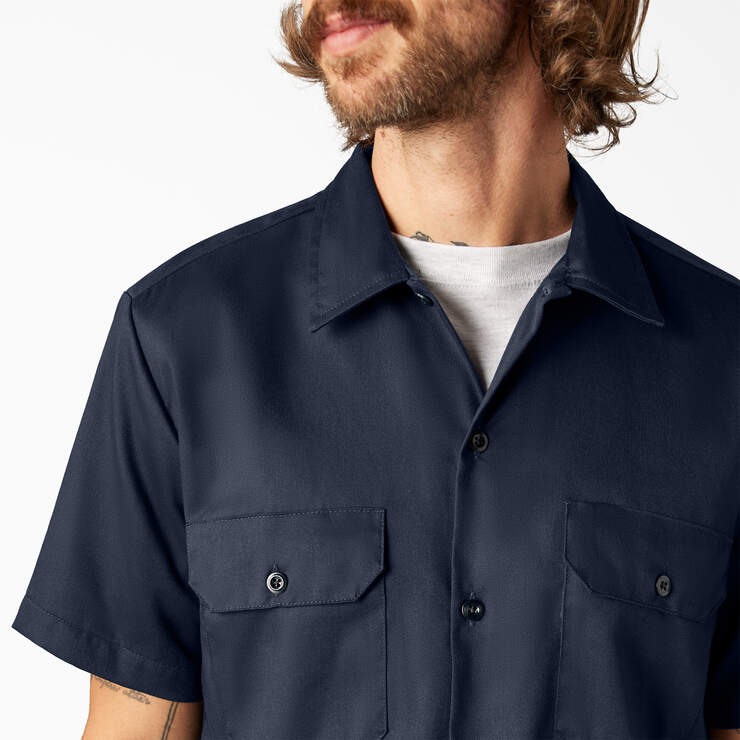 FLEX Slim Fit Short Sleeve Work Shirt - Dark Navy (DN) image number 7