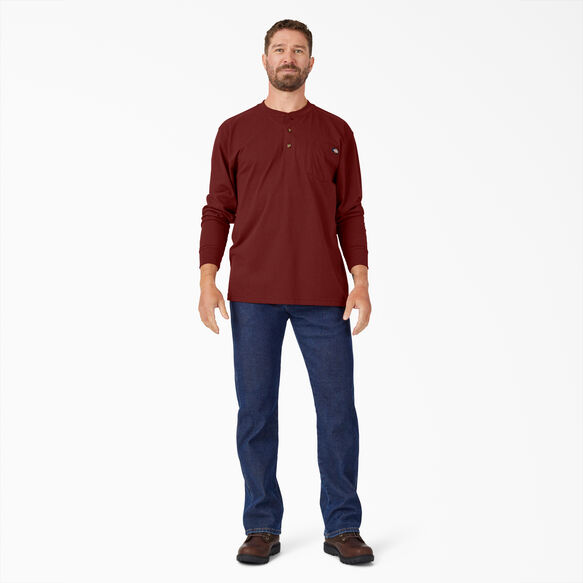 Heavyweight Long Sleeve Henley T-Shirt - Madder Brown &#40;MB1&#41;