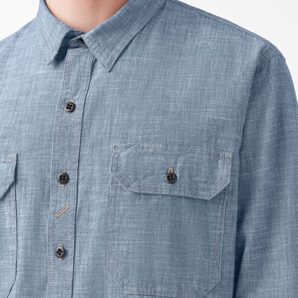 Dickies 1922 Long Sleeve Work Shirt - Rinsed Blue Chambray &#40;RBLC&#41;
