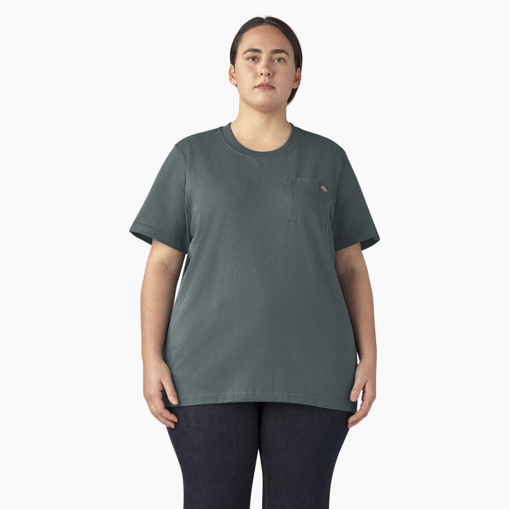 Women's Plus Heavyweight Short Sleeve Pocket T-Shirt - Lincoln Green (LN) image number 1
