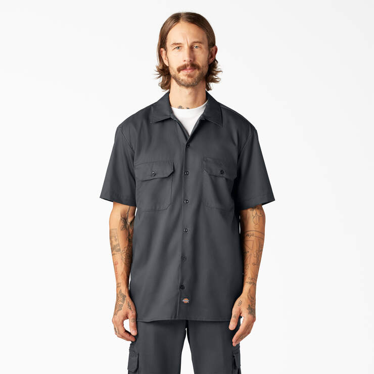 FLEX Relaxed Fit Short Sleeve Work Shirt - Charcoal Gray (CH) image number 1