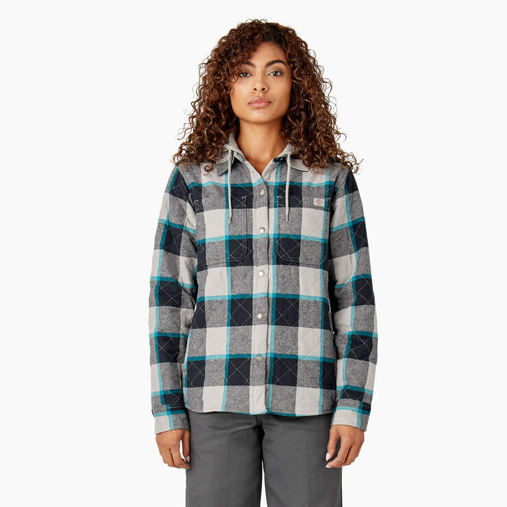Women’s Flannel Hooded Shirt Jacket - Alloy Campside Plaid (A1S) image number 1