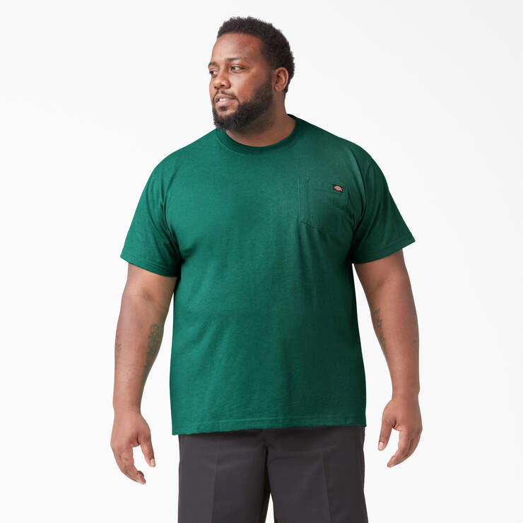 Heavyweight Heathered Short Sleeve Pocket T-Shirt - Green Heather (GSH) image number 4